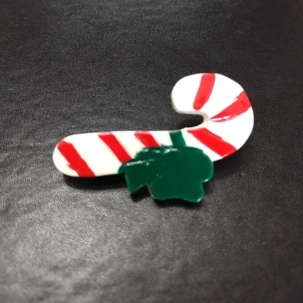 Candy Cane brooch red white green holiday